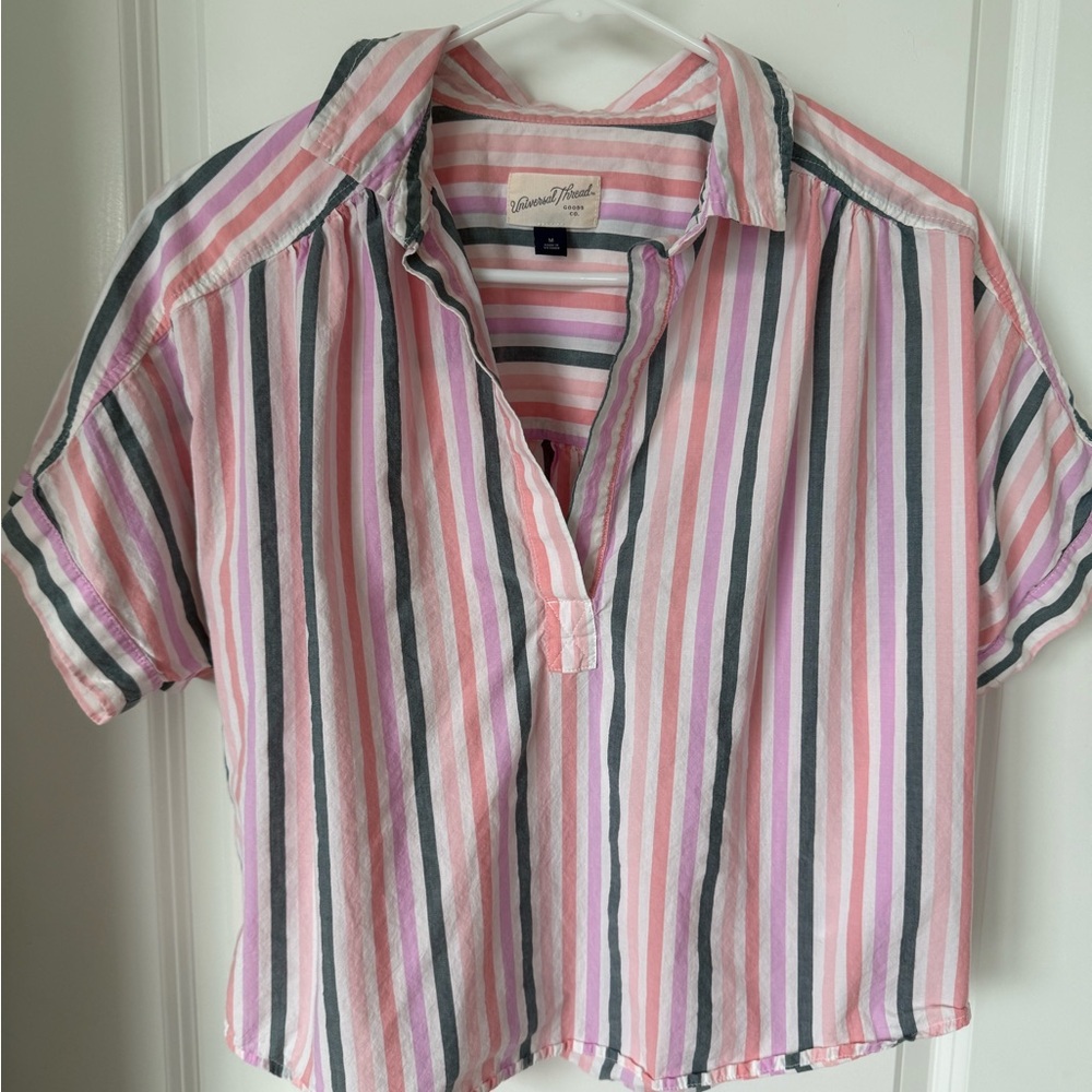 Universal Thread Pink and Gray Striped Shirt